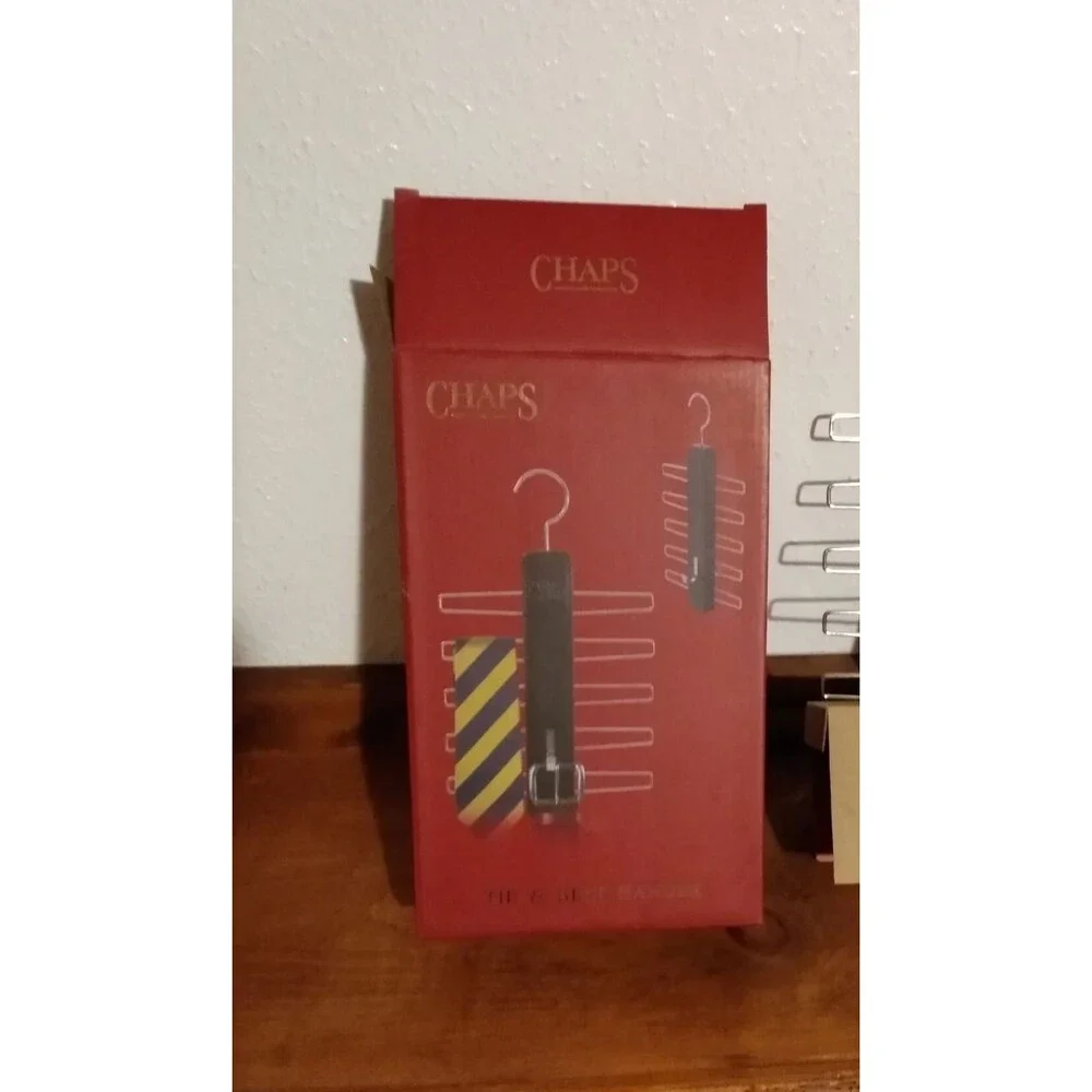 Chaps tie and belt hanger